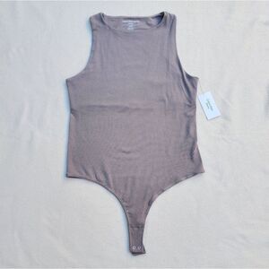 Calvin Klein Ribbed Scuba Bodysuit Dark Beige/Gray